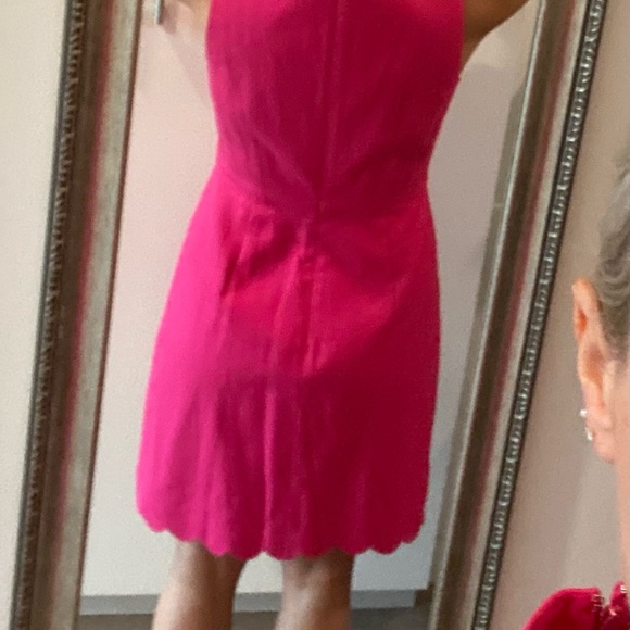 J.Crew bright pink scalloped edge shift dress. Size 6 - Picture 2 of 3